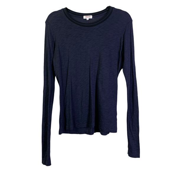 GOLDIE LEWINTER Tee T-Shirt Medium‎ Crew Neck Ringer Long Sleeve Pima Cotton - Picture 1 of 12
